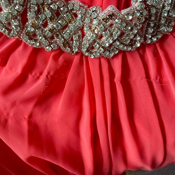 Bright Coral One Shoulder Prom Dress - Ally’s Collection - Picture 6 of 6